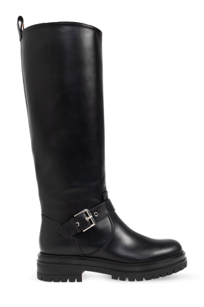 ■Saint Laurent■ Glazed Leather Hunt Boots Black 755237AAAP Saint Laurent Hunt Boots In Glaze Leather Saint Laurent